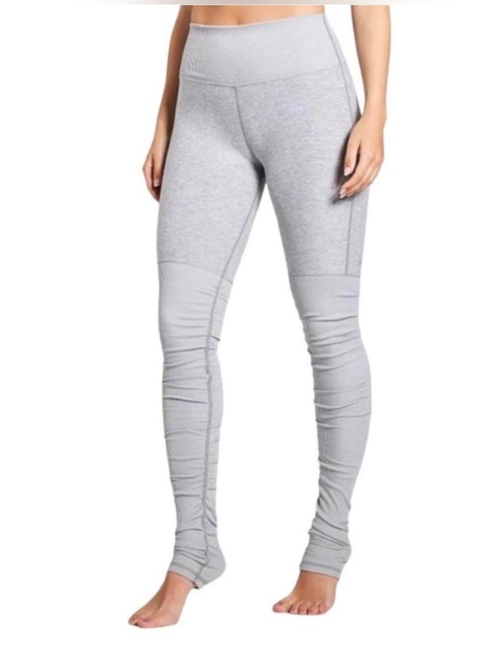 EUC- ALO Yoga Alosoft High Waist Goddess Light Gray Leggings Women's Size Small